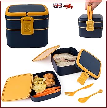 Premium Double-Layer Portable Lunch Box with Built-in Cutlery & Handle